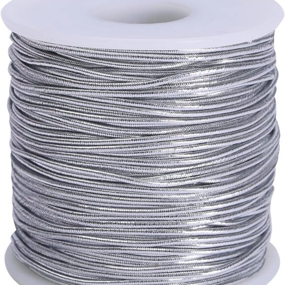 Metallic Stretch Cord Elastic Cords Ribbon Metallic Tinsel Cord Rope for Ornamen - Picture 1 of 9